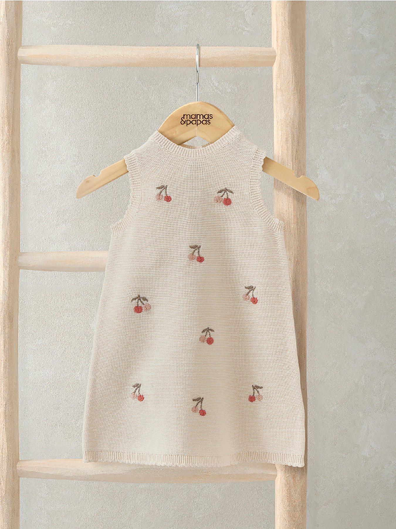 Mamas & Papas Baby Girls Cherry Knit Dress - Cream