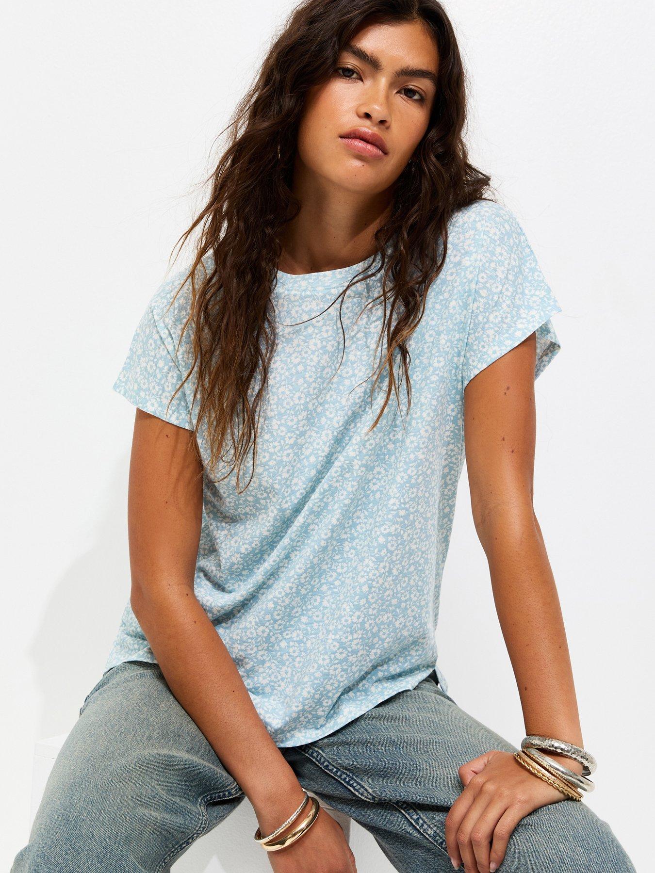 New Look Ditsy Grown T-shirt - Blue