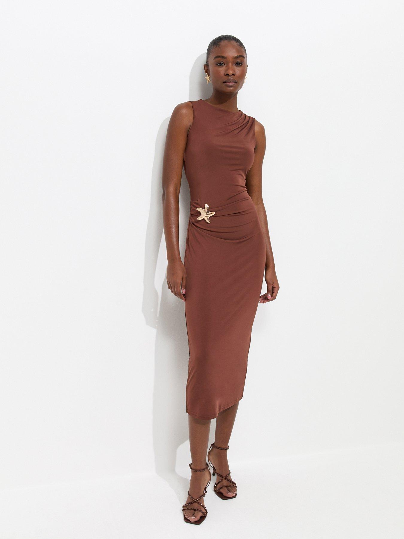 New Look Starfish Charm Racerback Midi Dress - Dark Brown