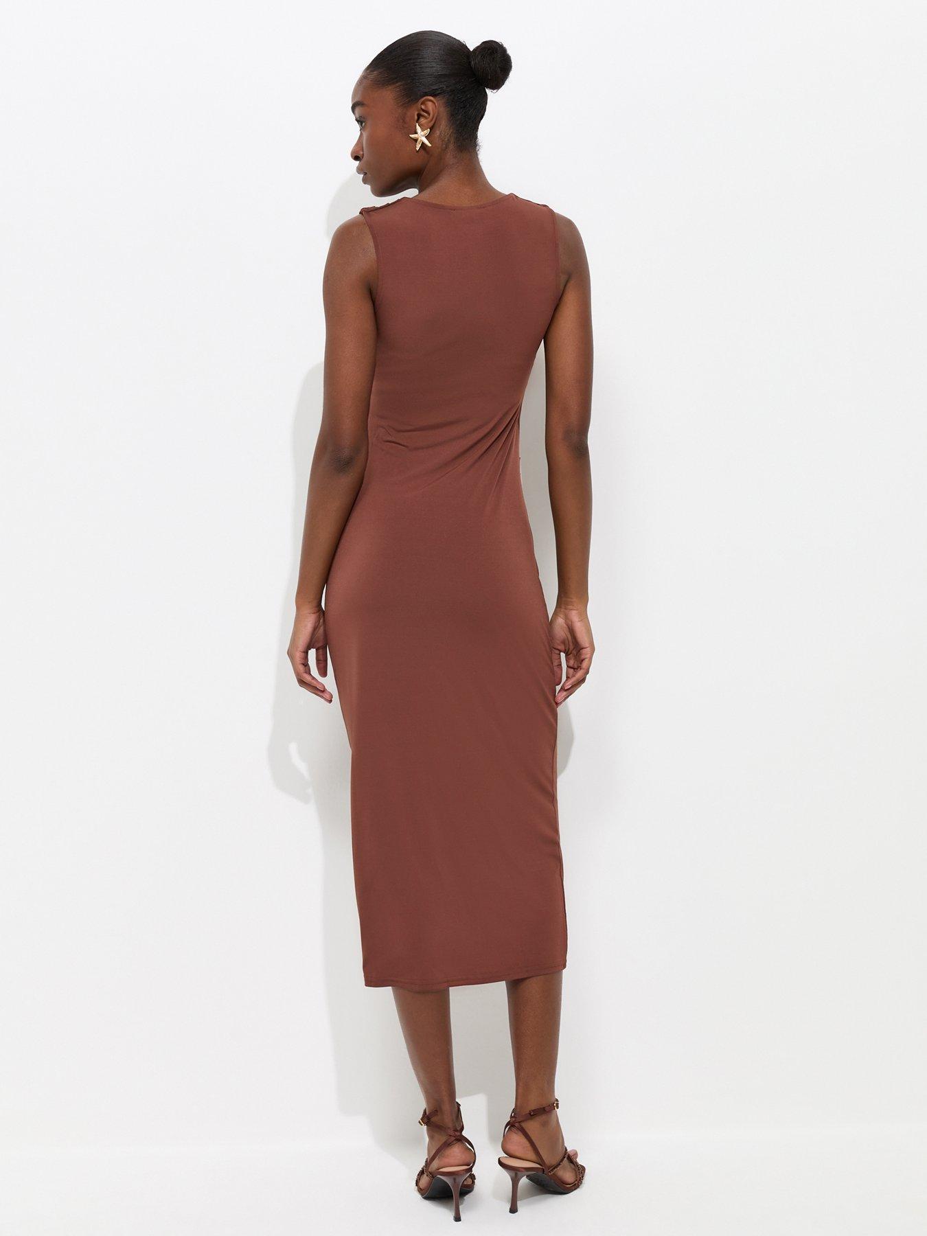 Image 2 of 5 of New Look Starfish Charm Racerback Midi Dress - Dark Brown