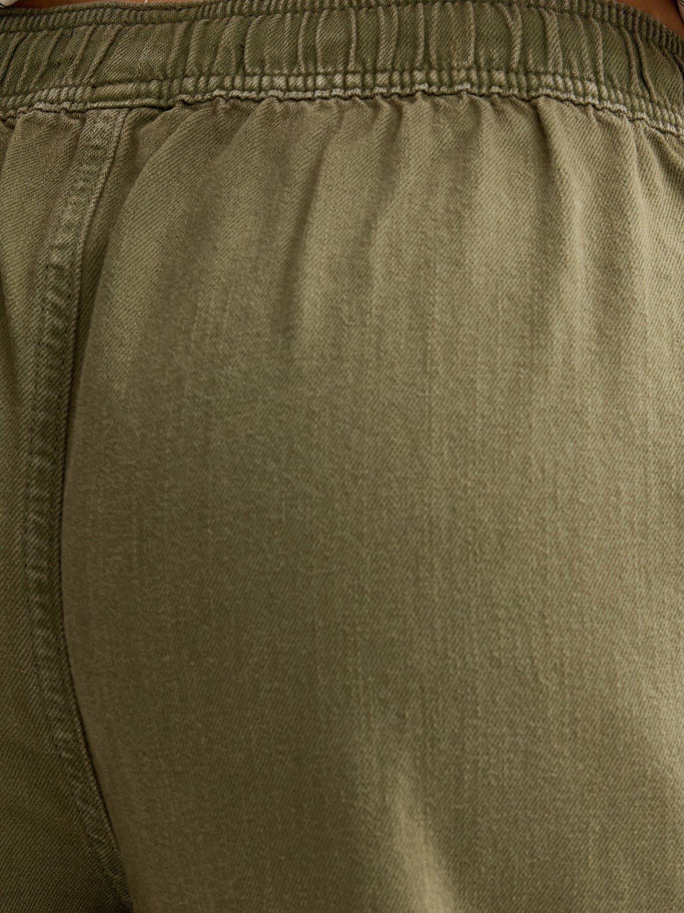 Image 5 of 5 of New Look Cotton Twill Drawstring Wide Leg Trousers - Dark Khaki