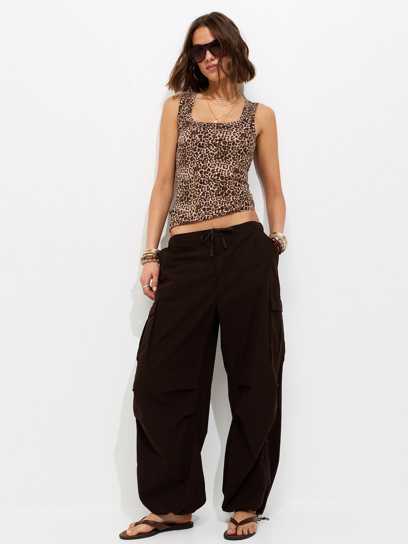Image 3 of 4 of New Look Leopard Print Square Neck Vest Top - Brown