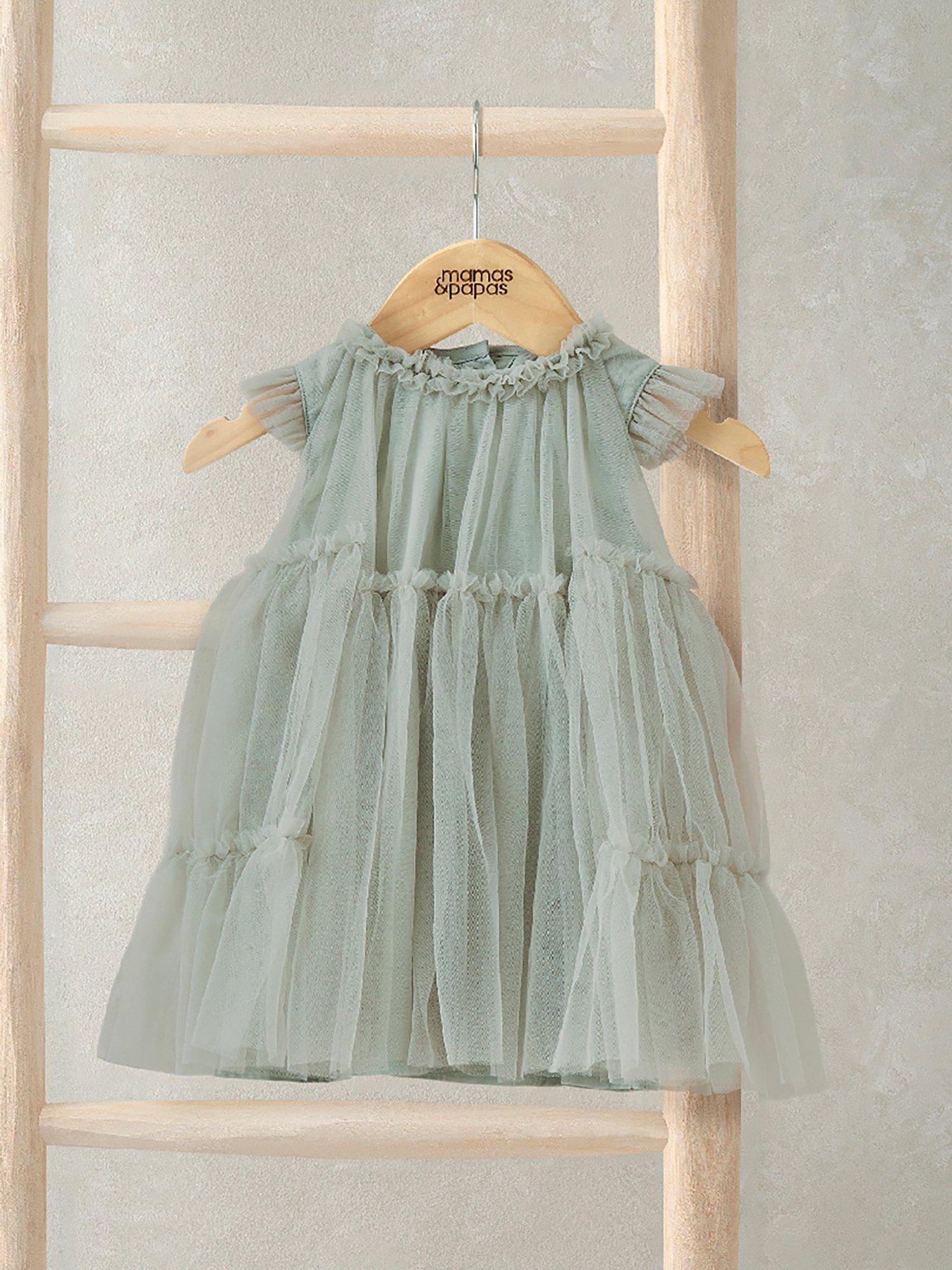 Mamas & Papas Baby Girls Mesh Dress - Green