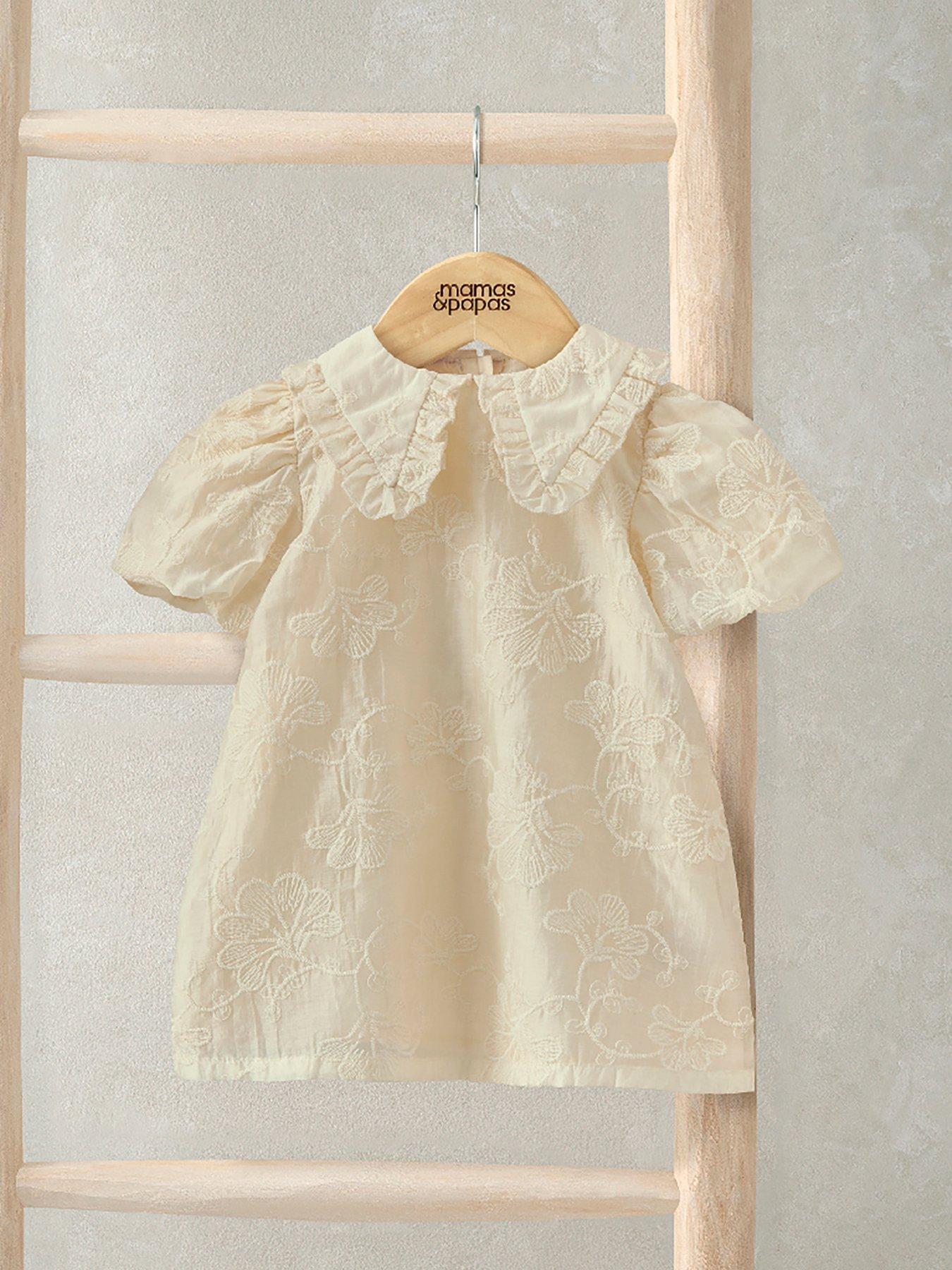 Mamas & Papas Baby Girls Floral Embroidered Collared Dress - Yellow