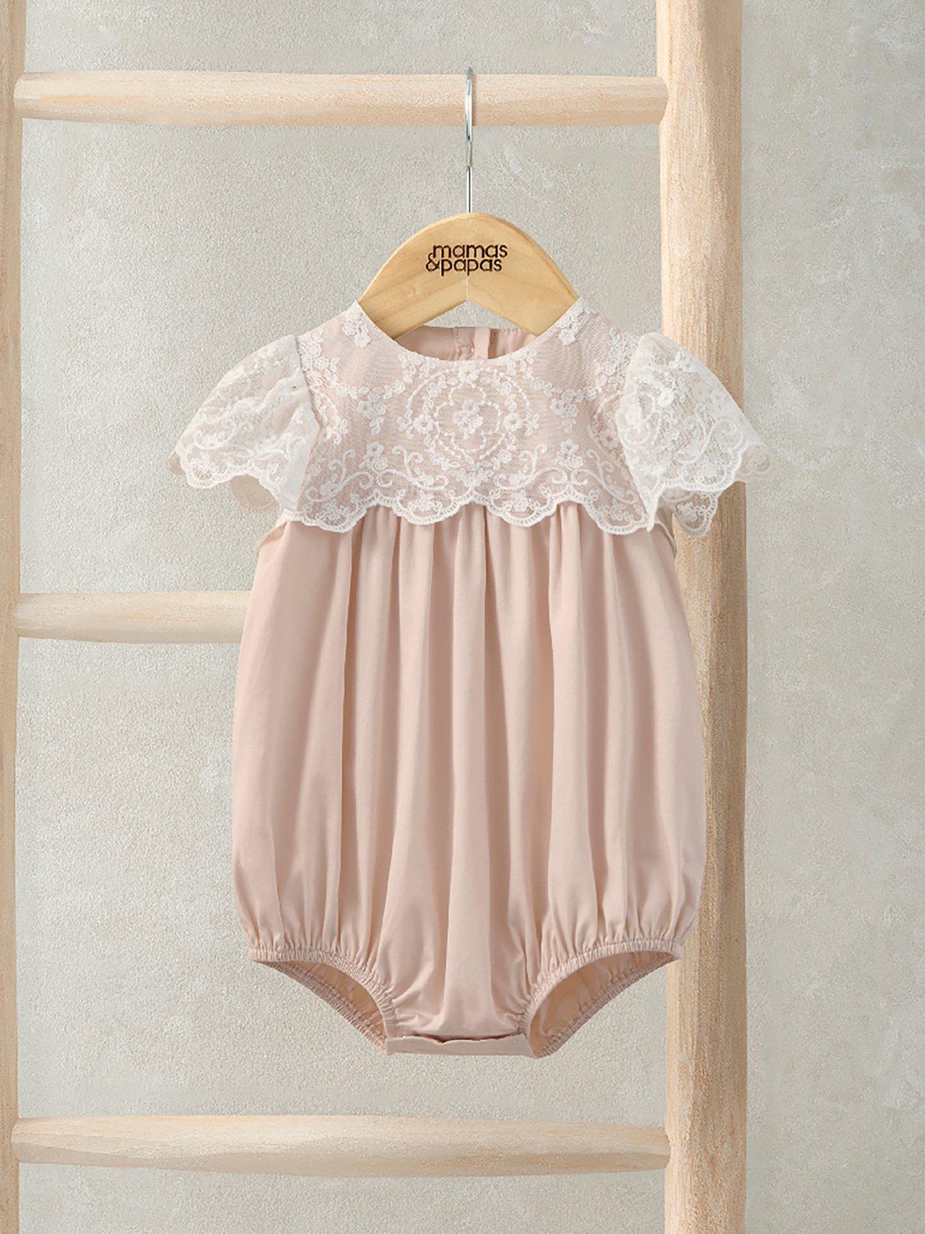 Mamas & Papas Baby Girls Lace Frill Romper - Pink