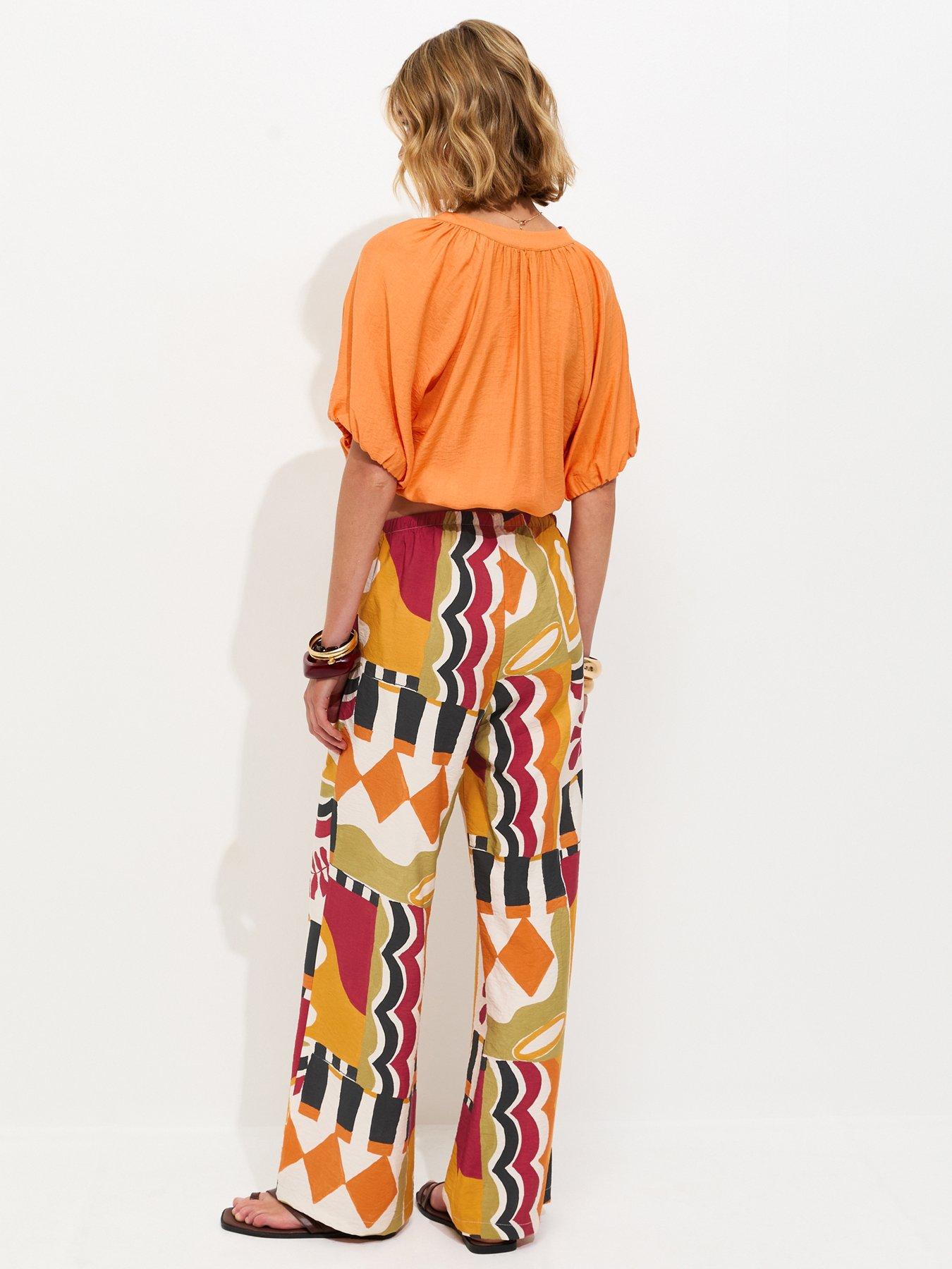 Image 2 of 5 of New Look Abstract Print Wide Leg Trousers - Multi