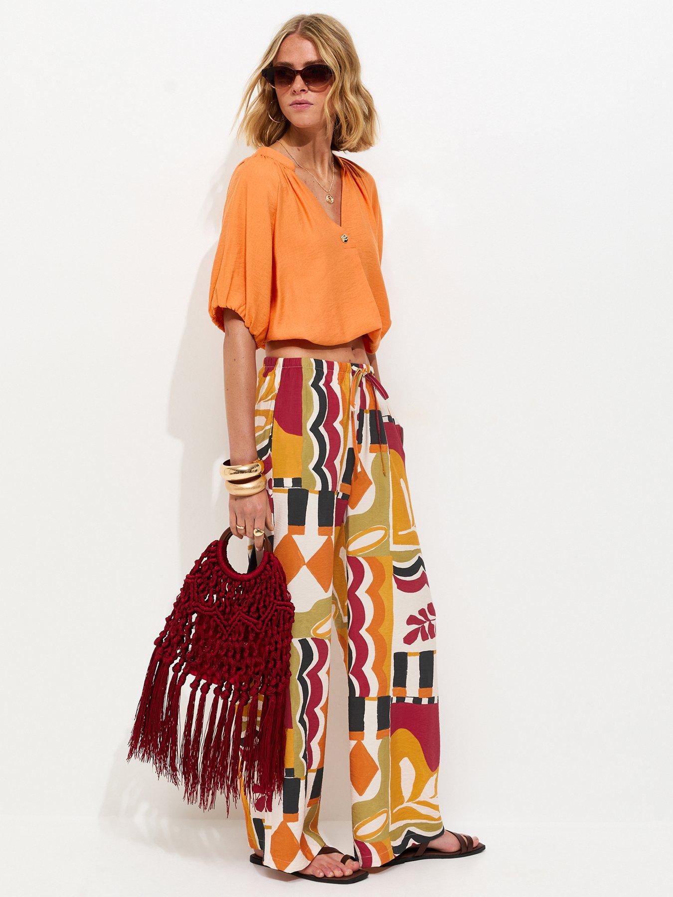 Image 3 of 5 of New Look Abstract Print Wide Leg Trousers - Multi