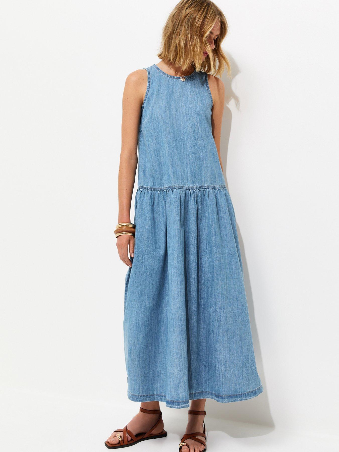 New Look Drop Waist Midaxi Dress - Light Blue