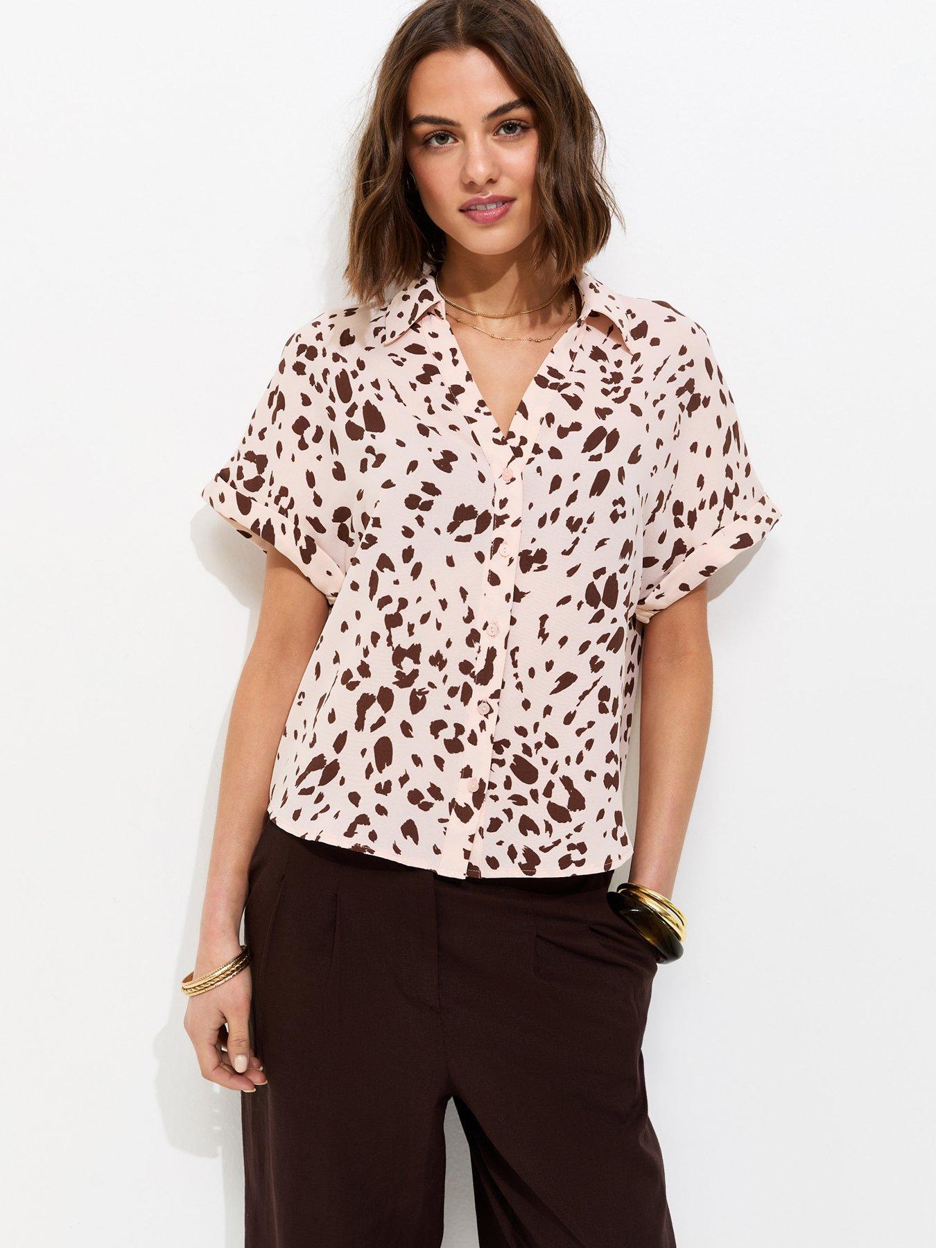New Look Abstract Print Short Sleeve Shirt - Pink
