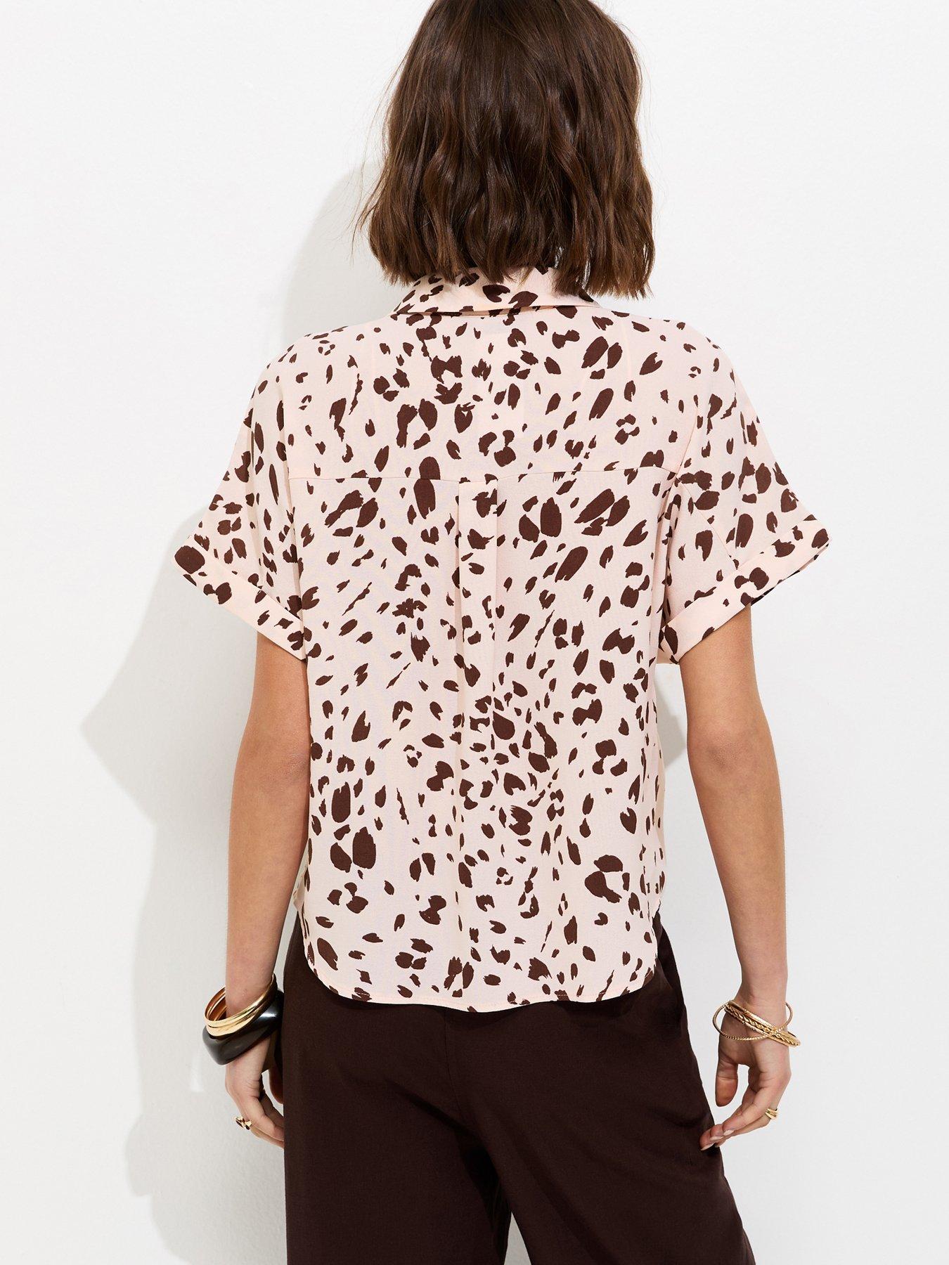 Image 2 of 5 of New Look Abstract Print Short Sleeve Shirt - Pink