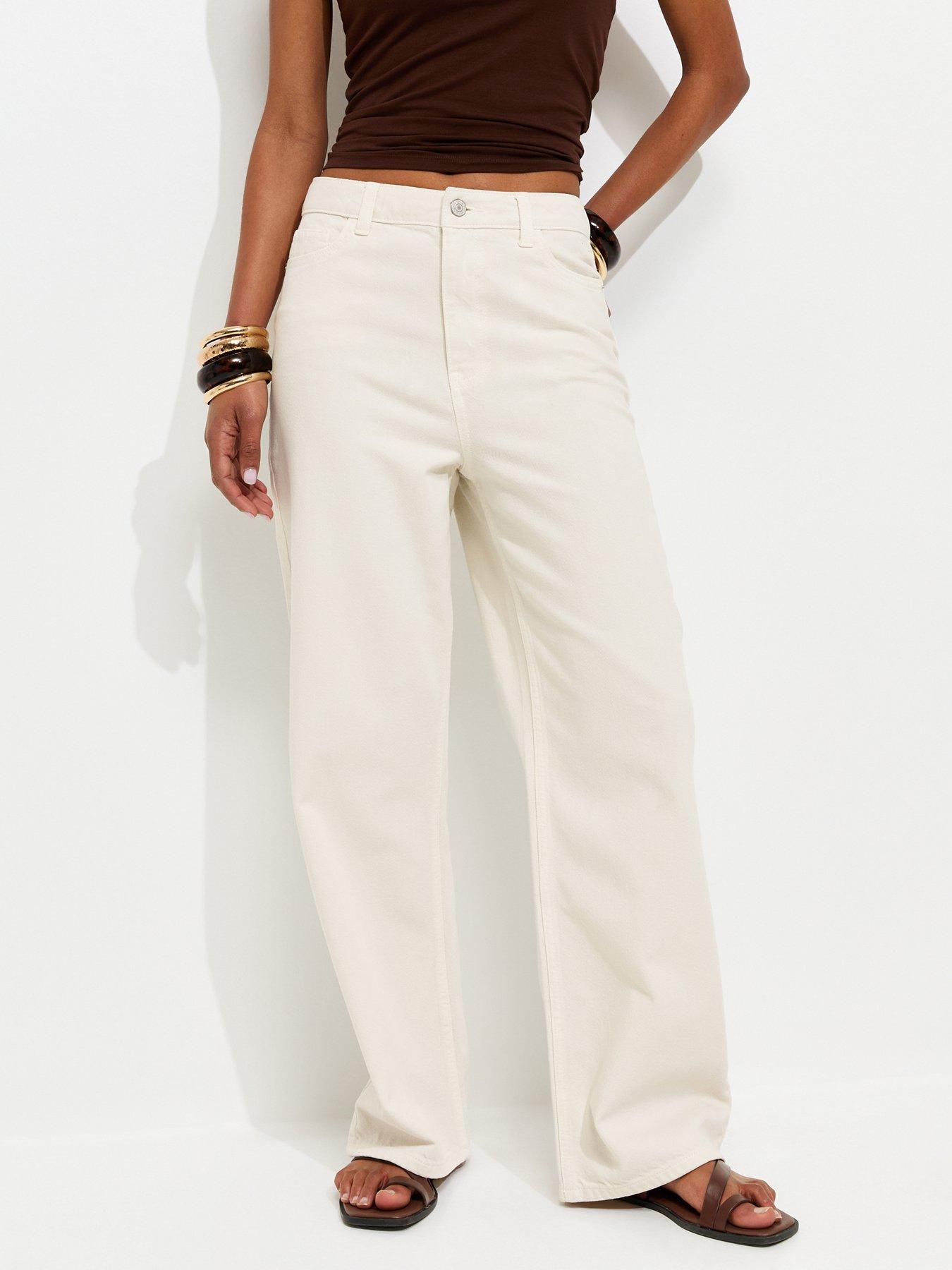 New Look Off White Adalae High Waisted Wide Leg Jeans