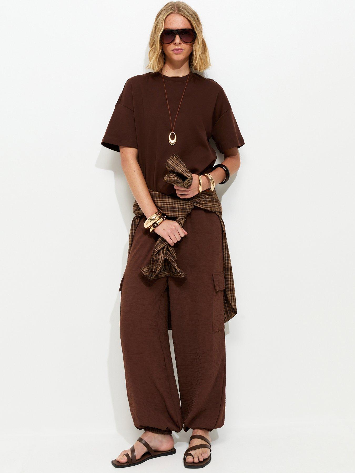 Image 3 of 5 of New Look Charlotte Cargo Cuffed Trouser - Brown