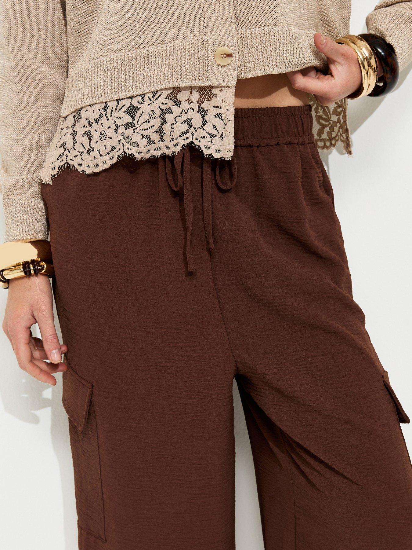Image 4 of 5 of New Look Charlotte Cargo Cuffed Trouser - Brown