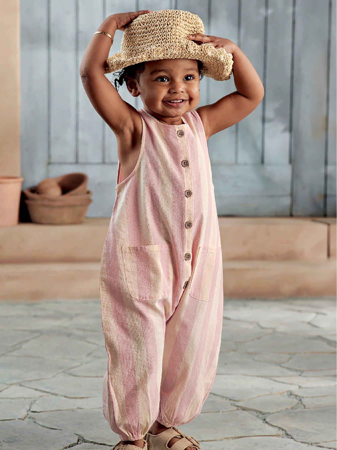 Mamas & Papas Baby Girls Sleeveless Stripe Romper - Pink