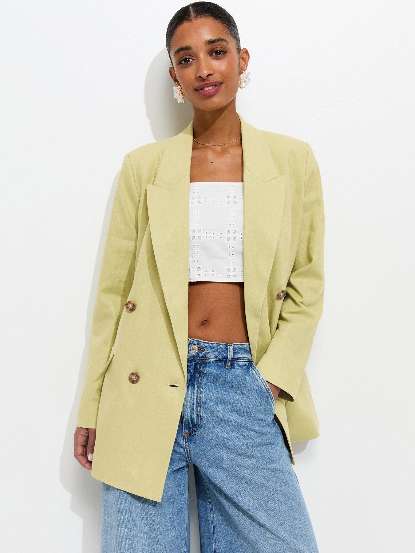 New Look Bright Green Linen Blend Blazer