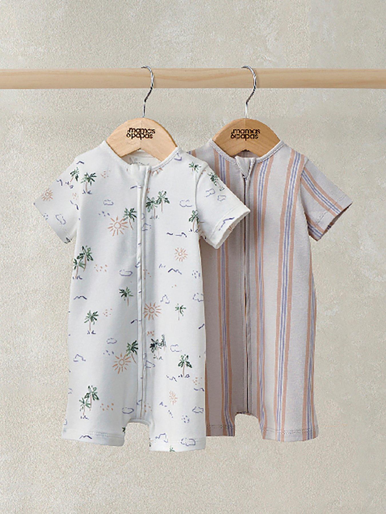 Image 1 of 2 of Mamas & Papas Baby Boys 2 Pack Paradise Rompers - Multi