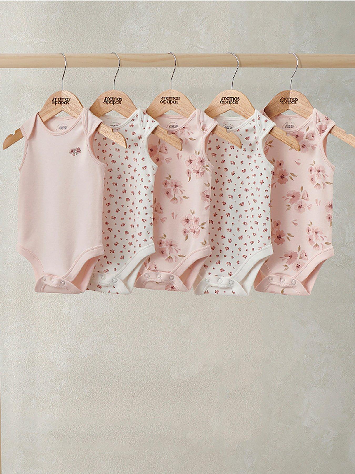 Mamas & Papas Baby Girls 5 Pack Watercolour Bodysuits - Multi