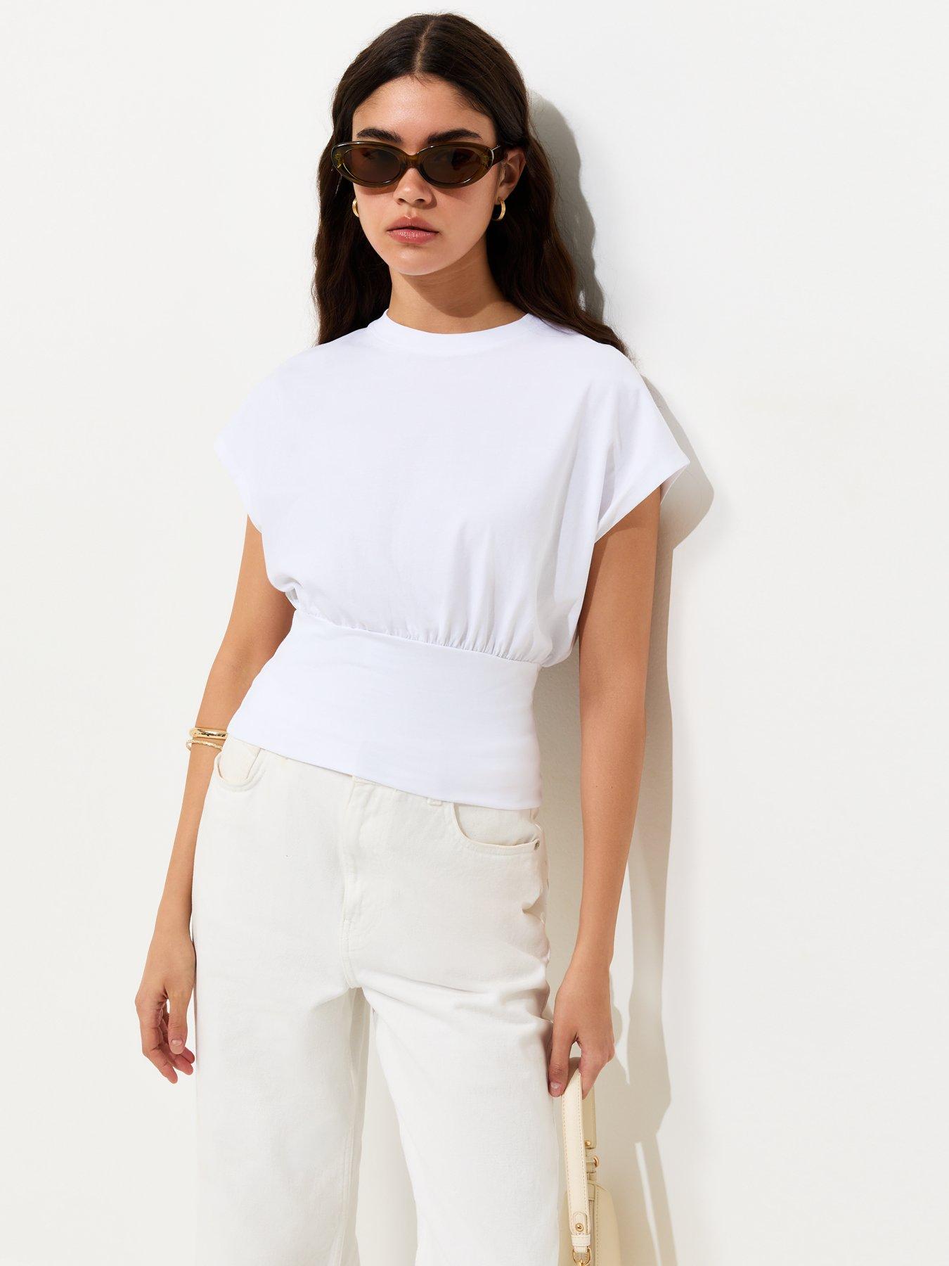 New Look Cotton Rich Wide Waistband T-Shirt - White