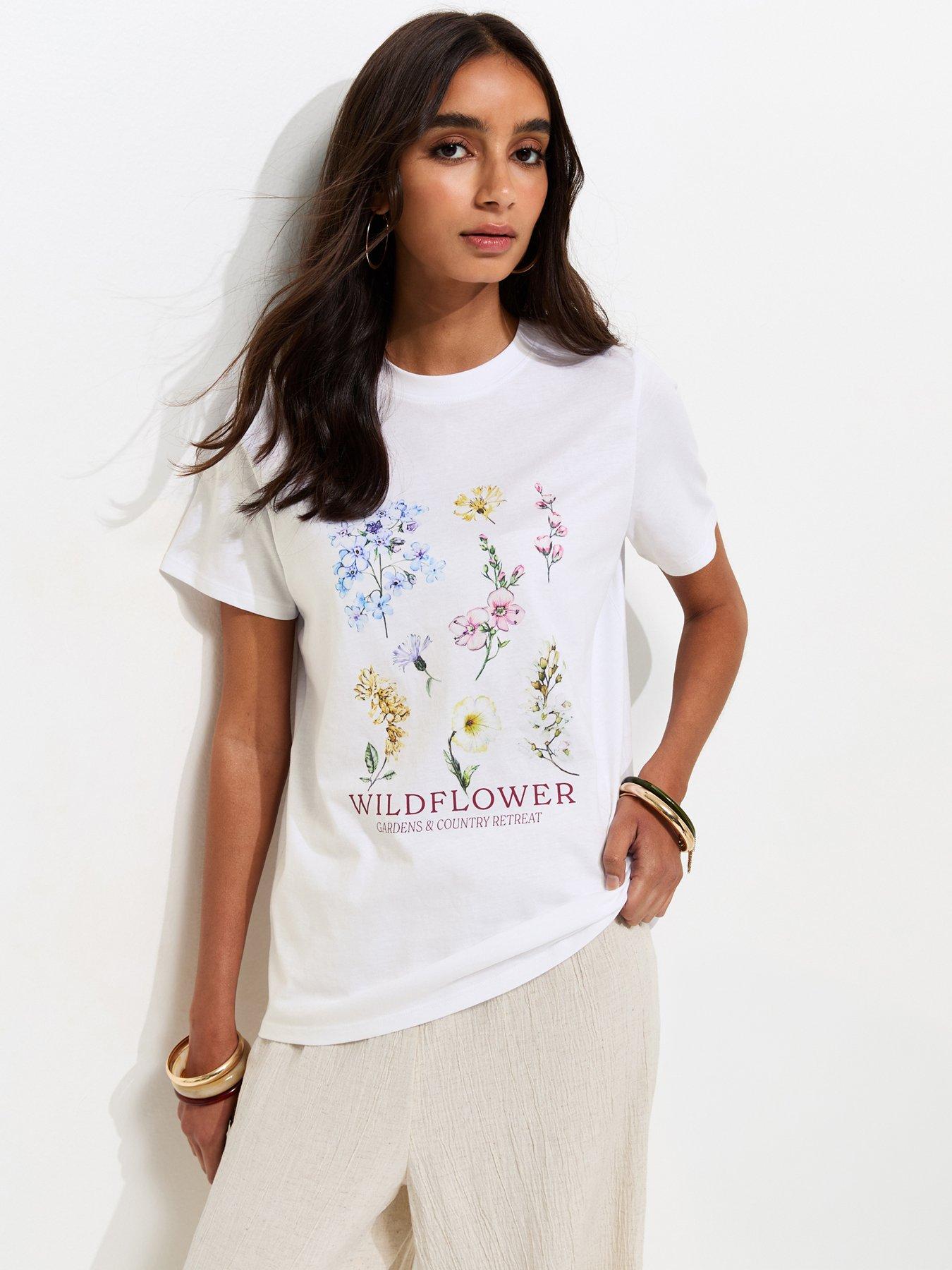 New Look Cotton Wildflower Print T-Shirt - White