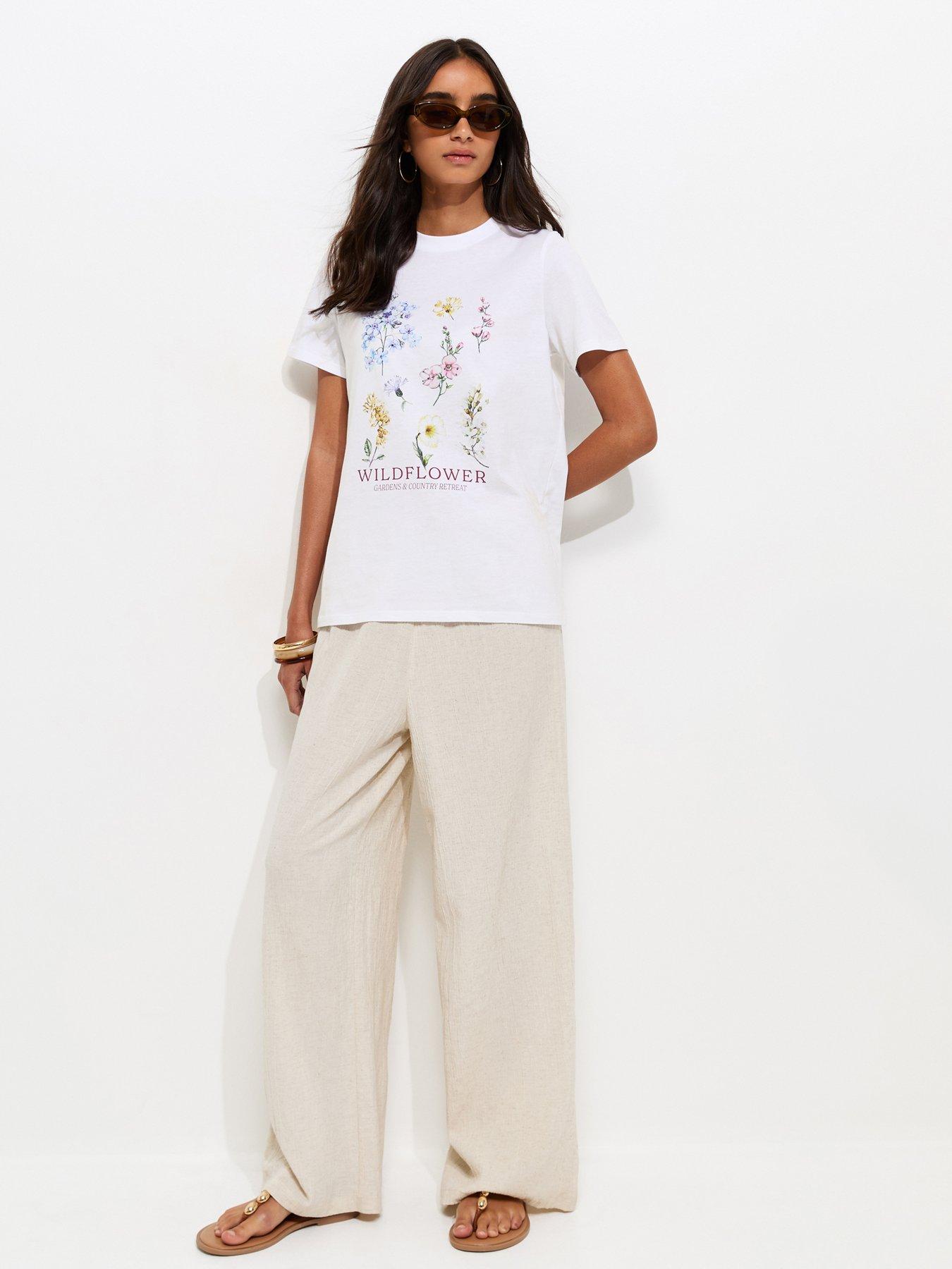 Image 3 of 5 of New Look Cotton Wildflower Print T-Shirt - White