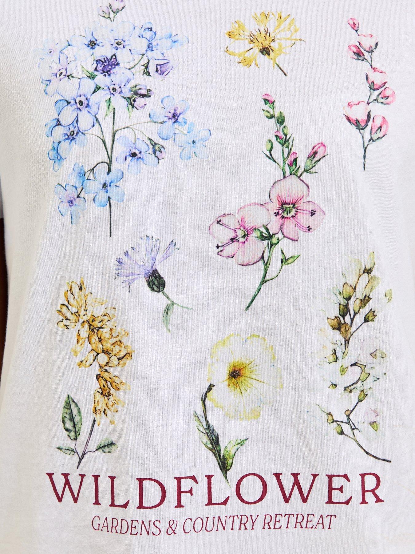 Image 5 of 5 of New Look Cotton Wildflower Print T-Shirt - White