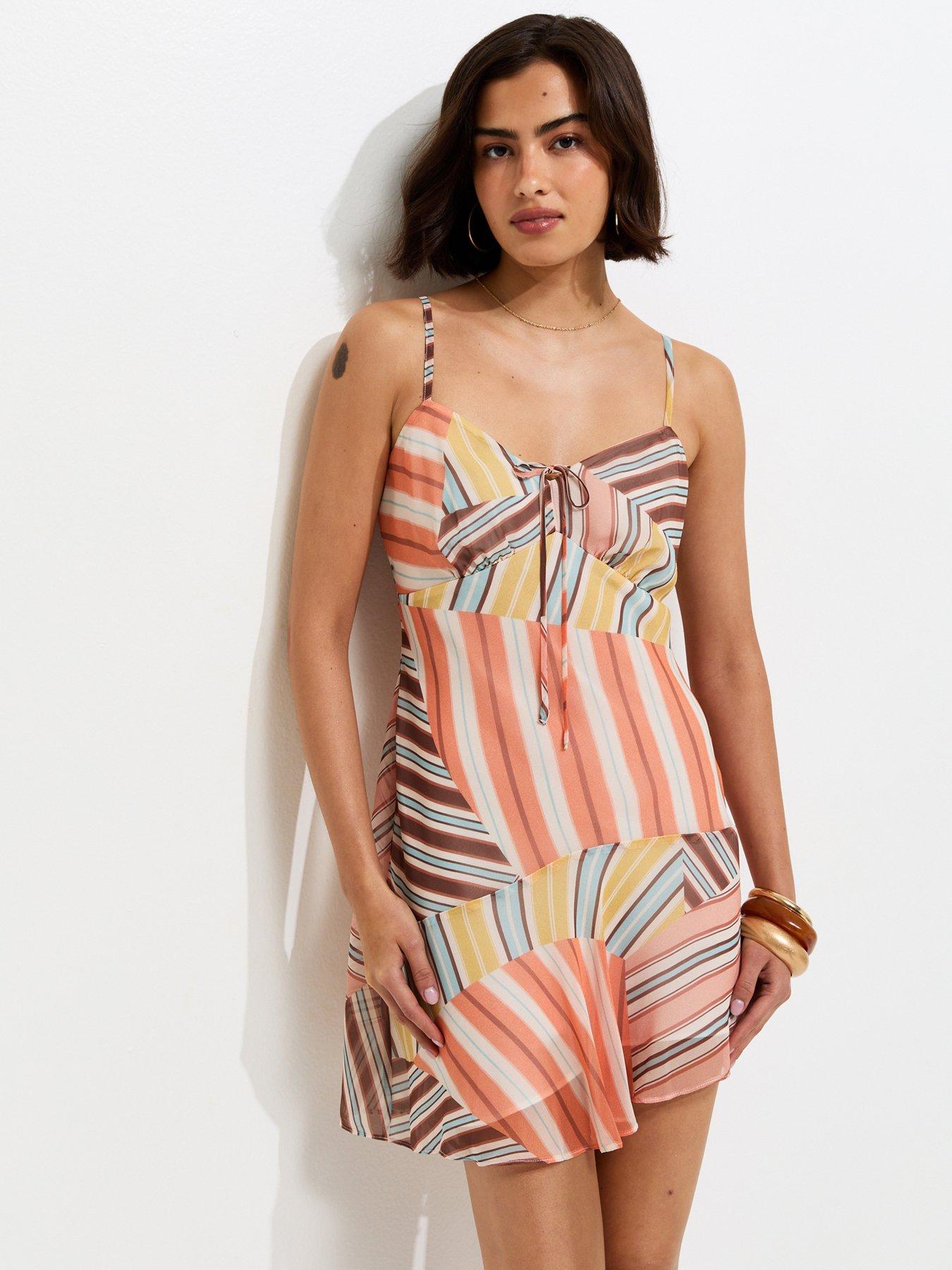 New Look Abstract Pattern Hanky Hem Chiffon Mini Dress - Multicoloured