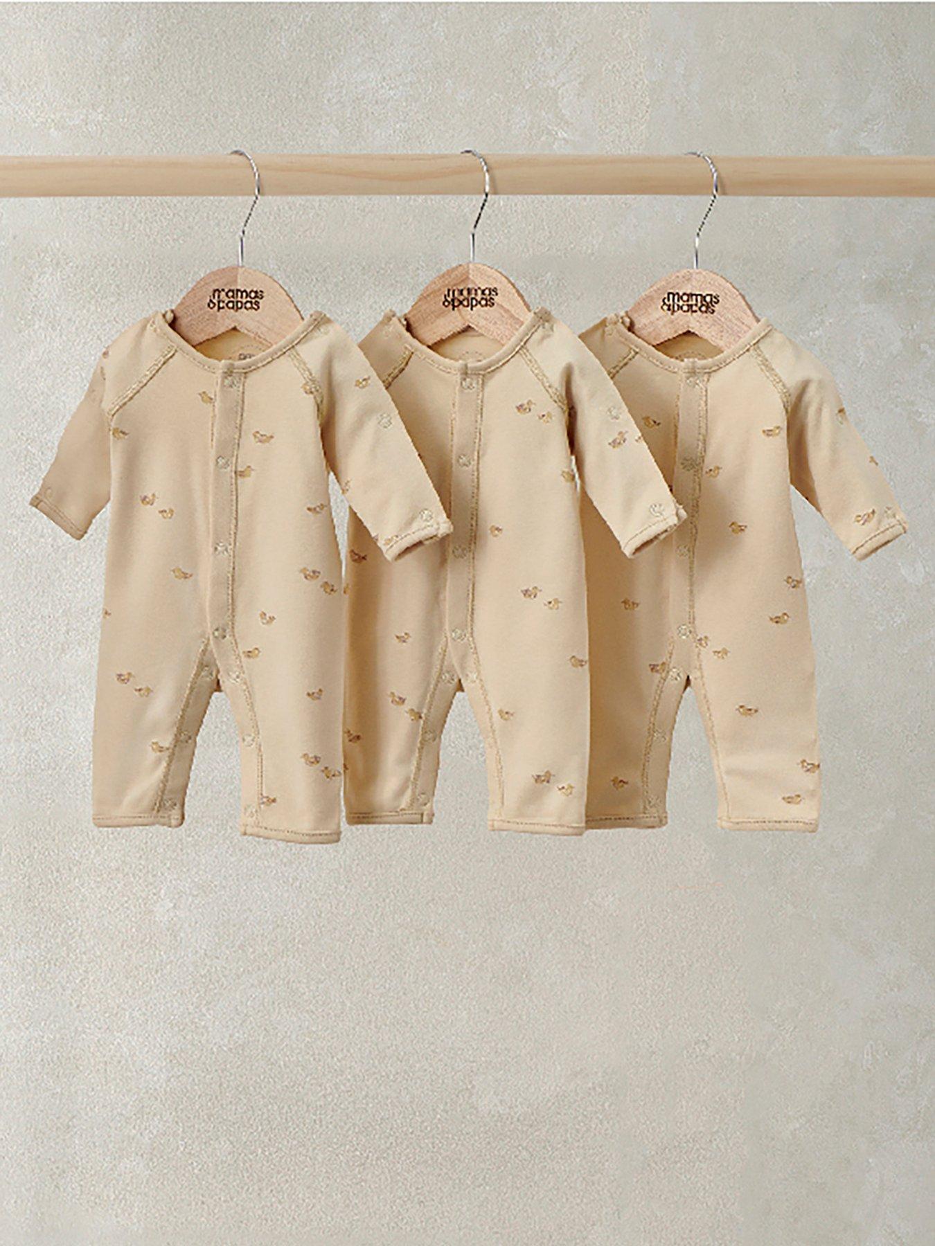 Mamas & Papas Baby Unisex 3 Pack Duckling Premature Romper - Multi