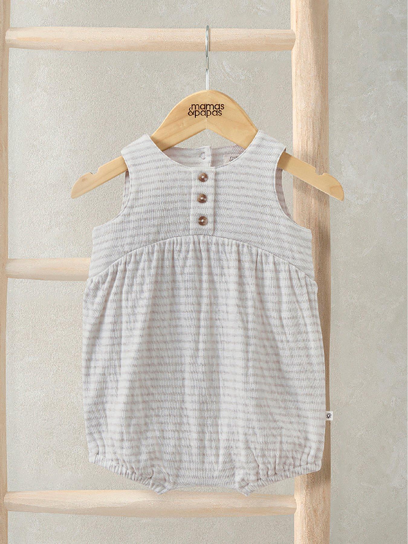 Image 1 of 2 of Mamas & Papas Baby Unisex Marl Stripe Shortie Romper - Grey
