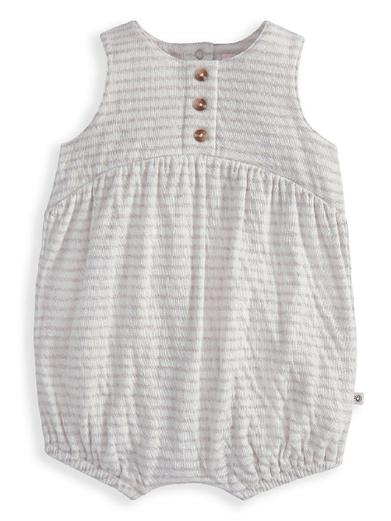 Image 2 of 2 of Mamas & Papas Baby Unisex Marl Stripe Shortie Romper - Grey