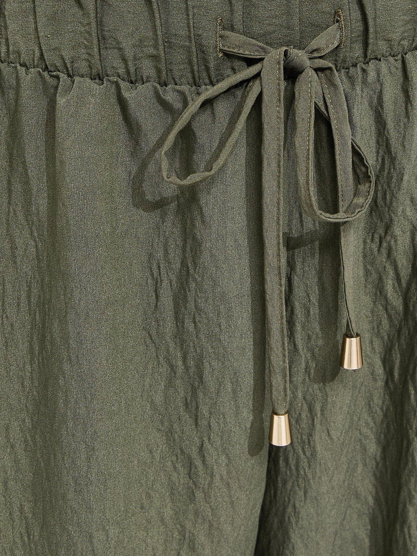 Image 5 of 6 of New Look Striped Trim Wide Leg Trousers - Green
