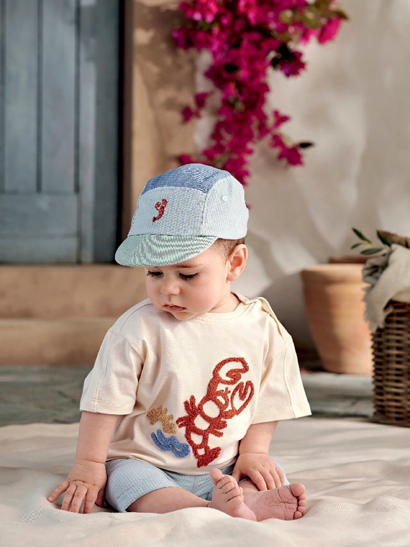 Image 1 of 3 of Mamas & Papas Baby Boys Colour Block Stripe Cap - Blue
