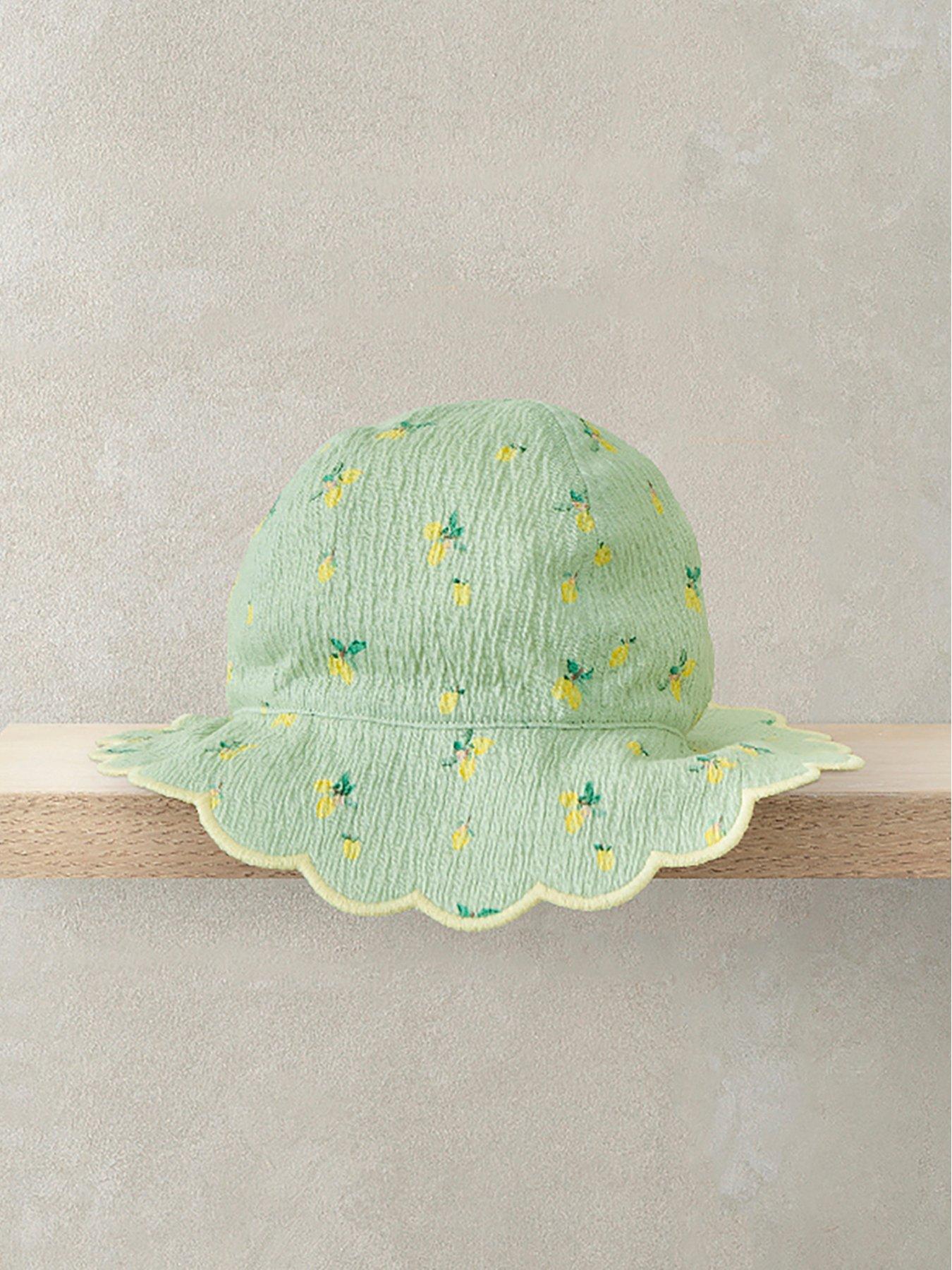 Mamas & Papas Baby Girls Hibiscus Reversible Hat - Green