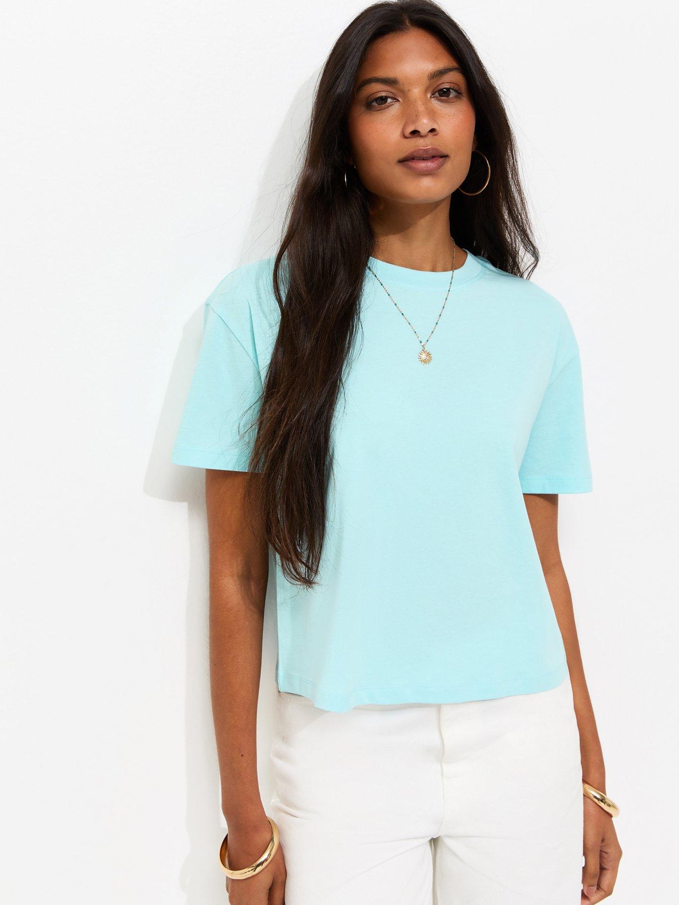 New Look Light Blue Cotton Boxy Fit T-shirt