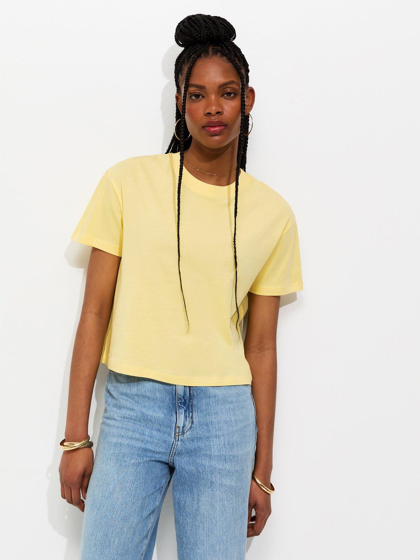 New Look Light Yellow Cotton Boxy Fit T-shirt