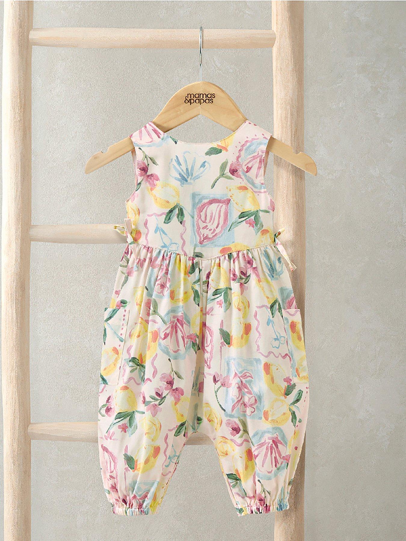 Mamas & Papas Baby Girls Floral Lemon Print Romper - Yellow