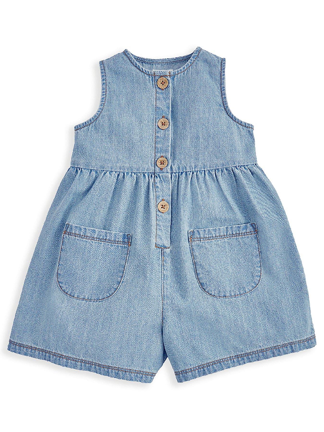 Image 2 of 2 of Mamas & Papas Baby Girls Chambray Romper - Blue