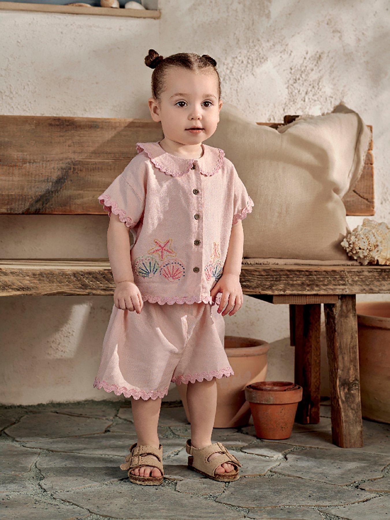 Mamas & Papas Baby Girls Resort Shirt & Shorts Outfit Set - Pink