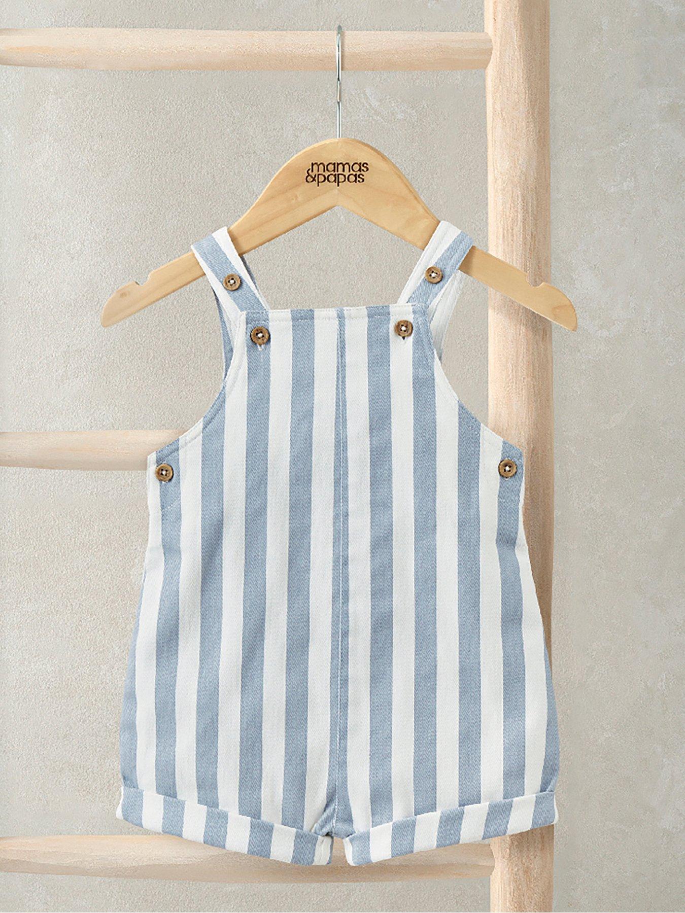 Mamas & Papas Baby Boys Stripe Dungaree - Blue