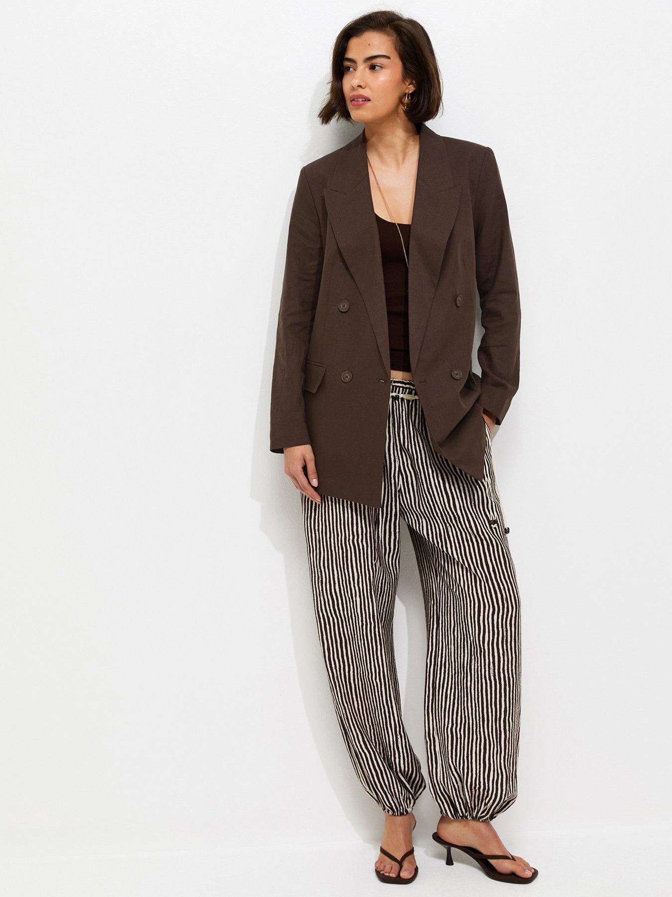 New Look Dark Brown Linen Blend Blazer