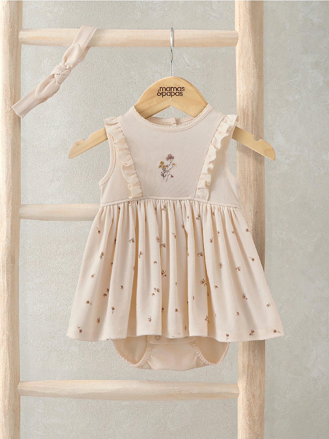 Mamas & Papas Baby Girls Daisy Print Mock Skirt Romper With Headband - Pink