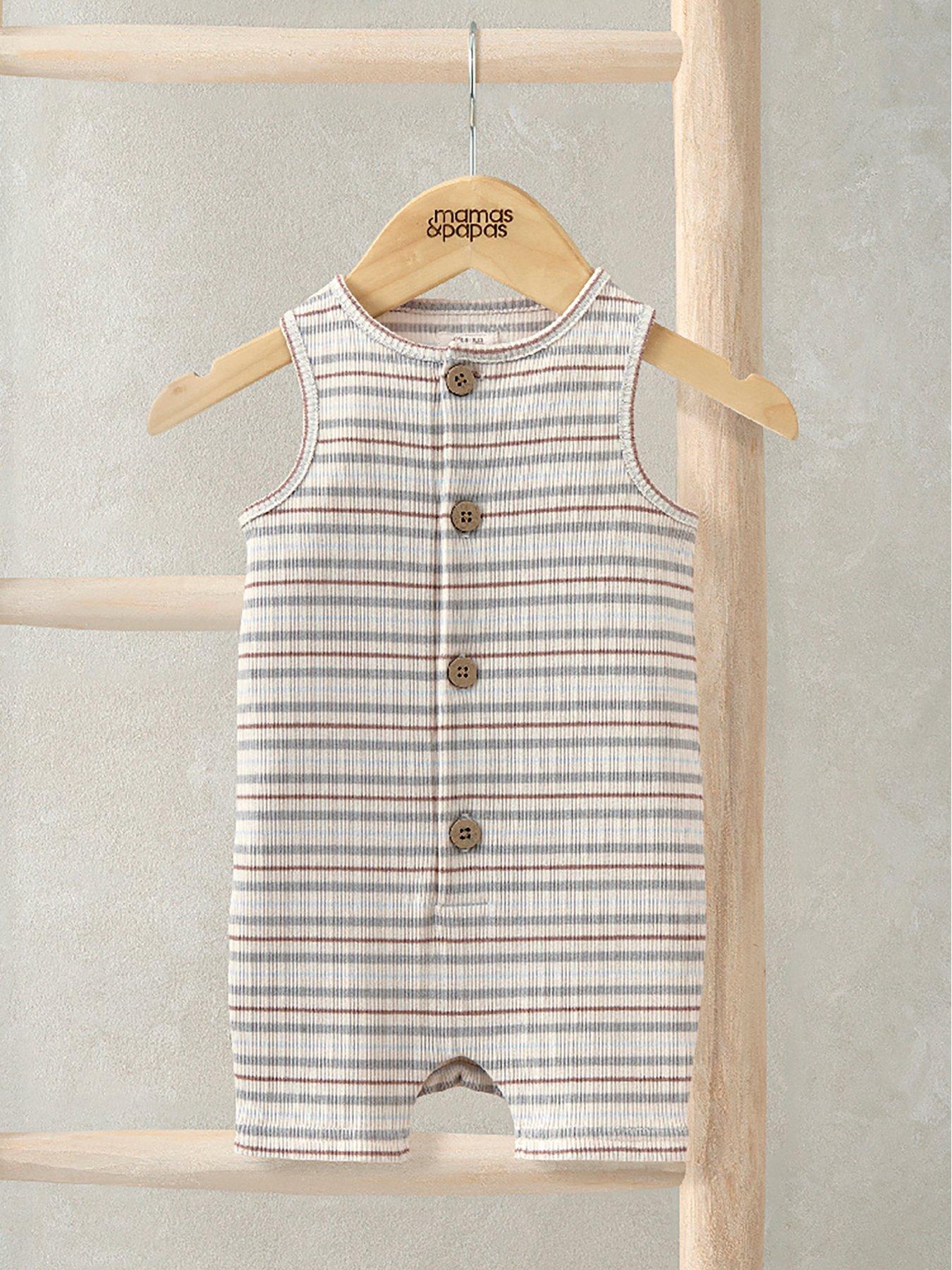 Image 1 of 2 of Mamas & Papas Baby Boys Ribbed Stripe Shortie Romper - Multi