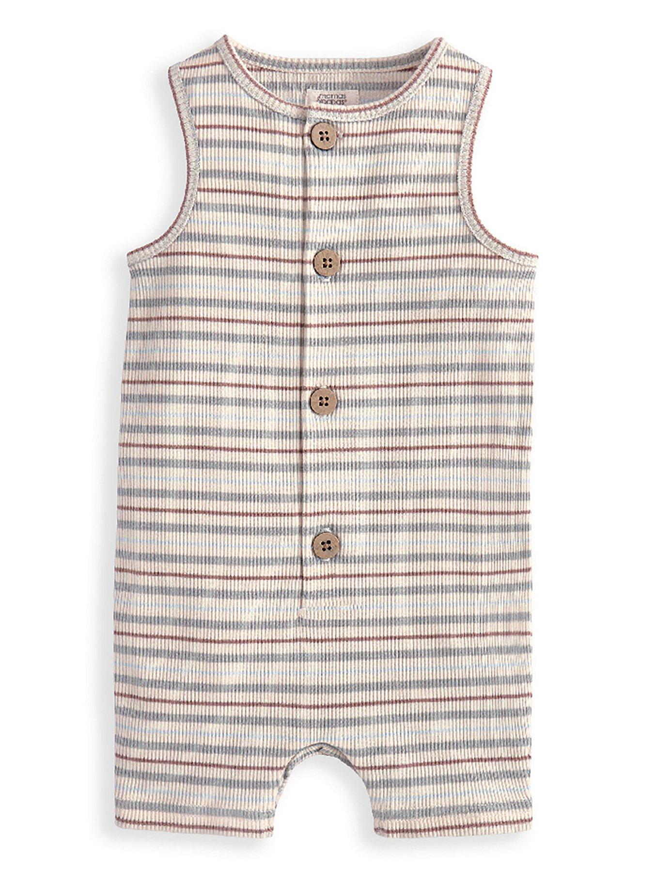 Image 2 of 2 of Mamas & Papas Baby Boys Ribbed Stripe Shortie Romper - Multi