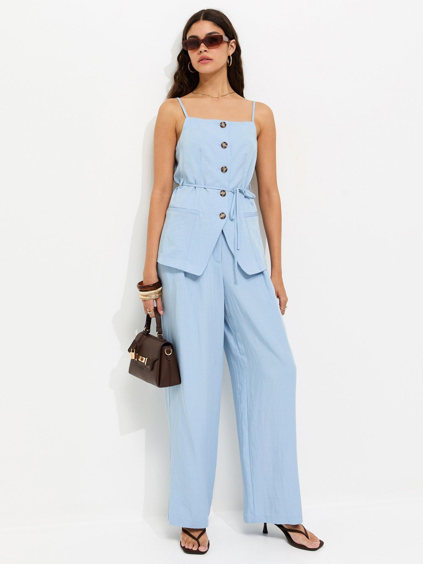 New Look Tailored Wide Leg Trousers - Light Blue