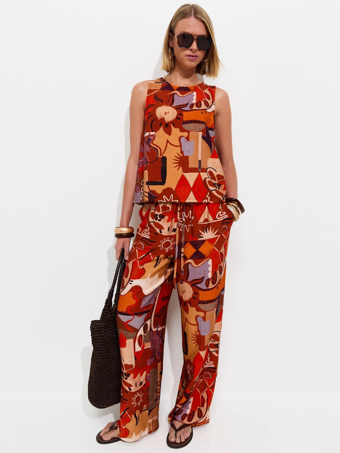 New Look Printed Goya Wide Leg Co-Ord Trousers - Multicoloured