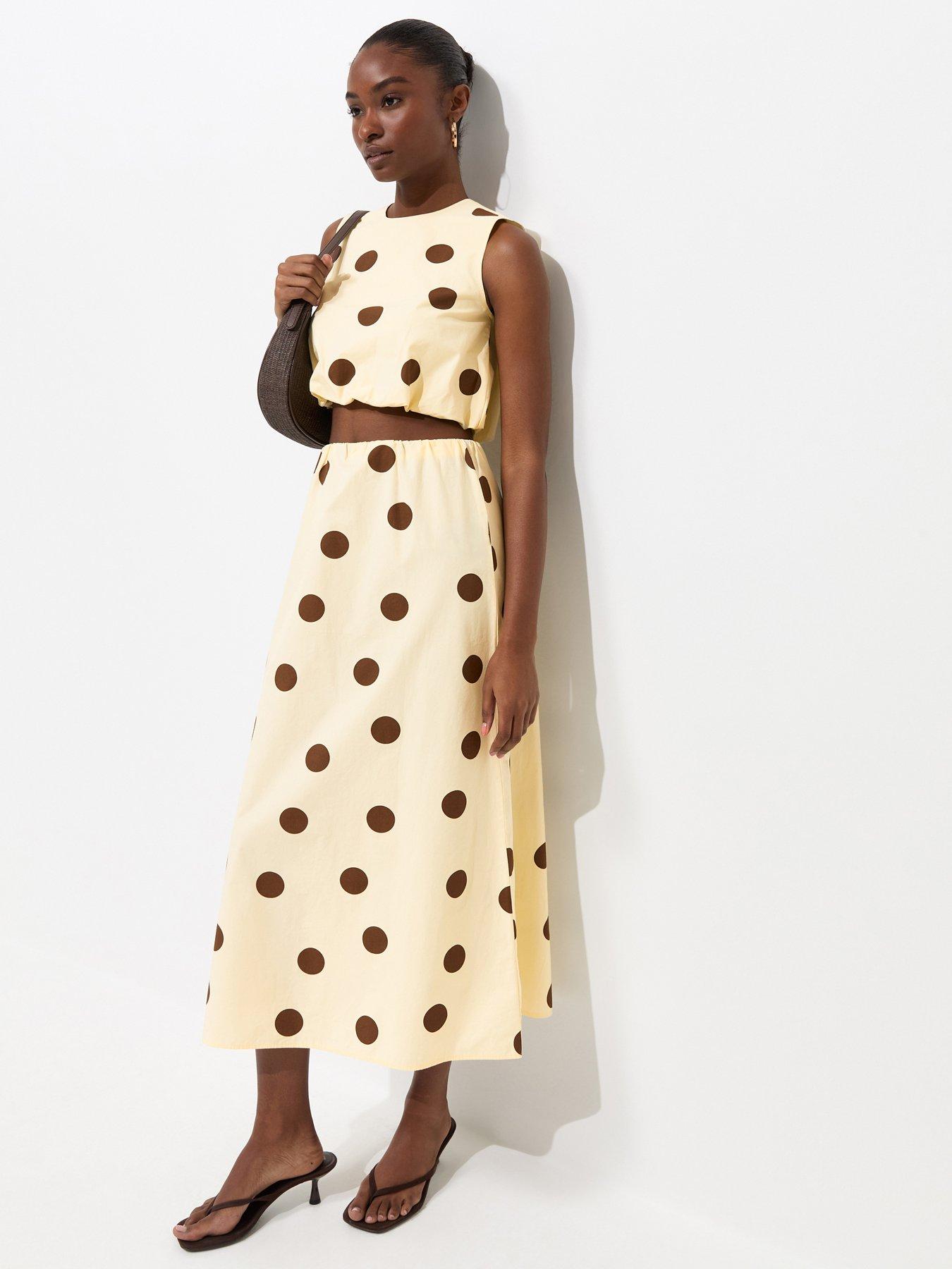 Image 3 of 5 of New Look Cotton Large Spot Print Circle Skirt - Cream