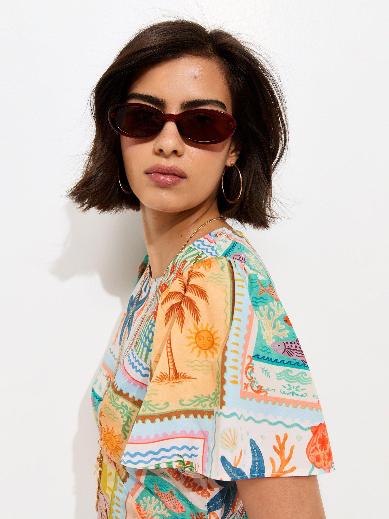 Image 5 of 7 of New Look Seaside Print Crepe Midi Dress - Multi