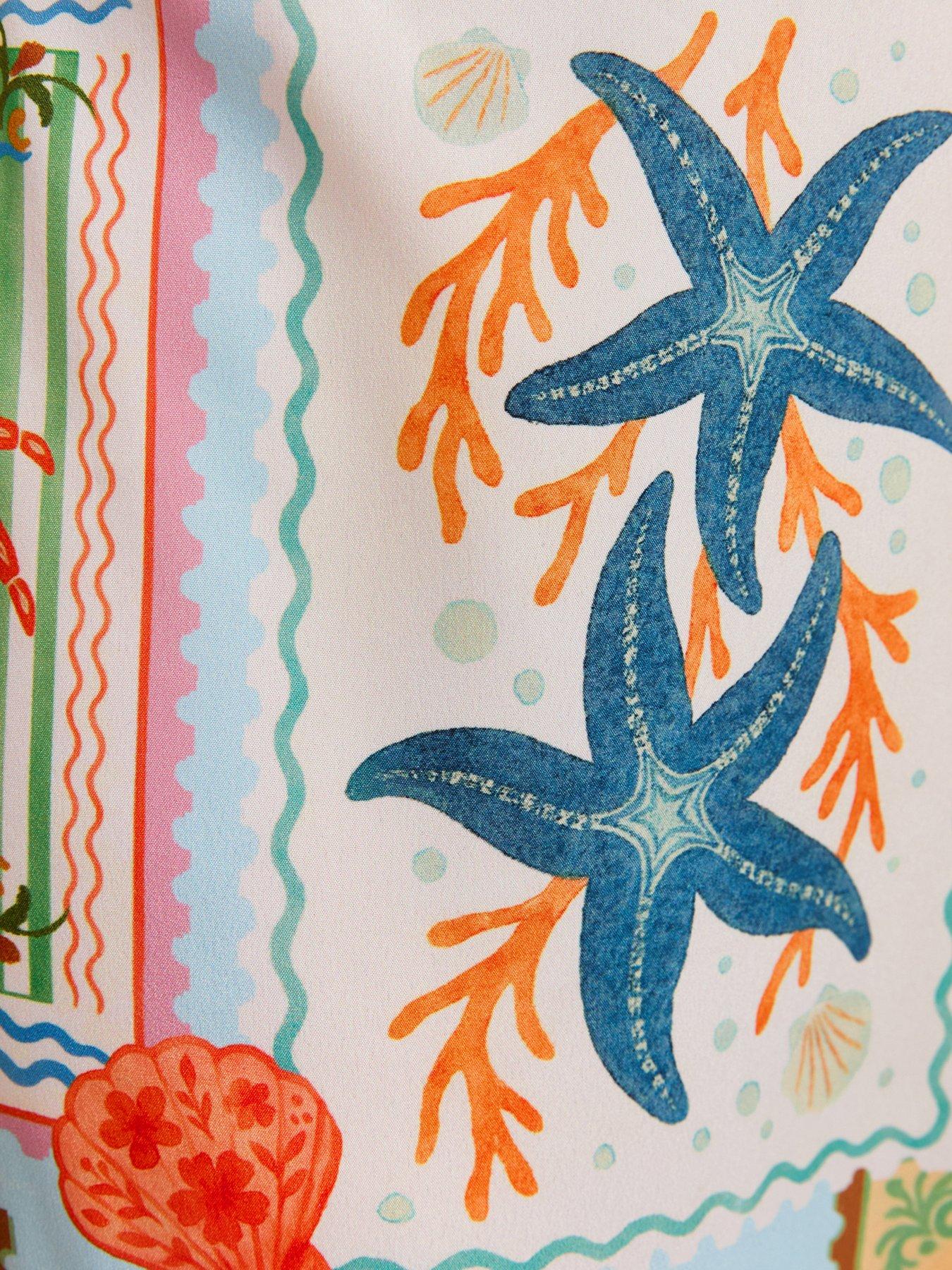 Image 7 of 7 of New Look Seaside Print Crepe Midi Dress - Multi