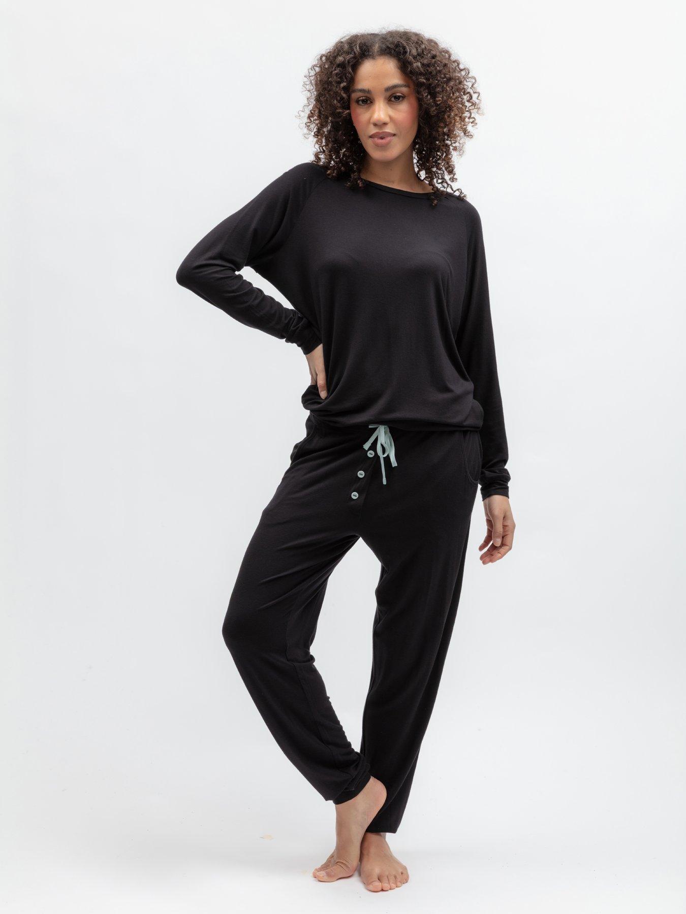 Cyberjammies Grace Black Slouch Jersey L/Slv Pyjama Top  &  Bottom Set