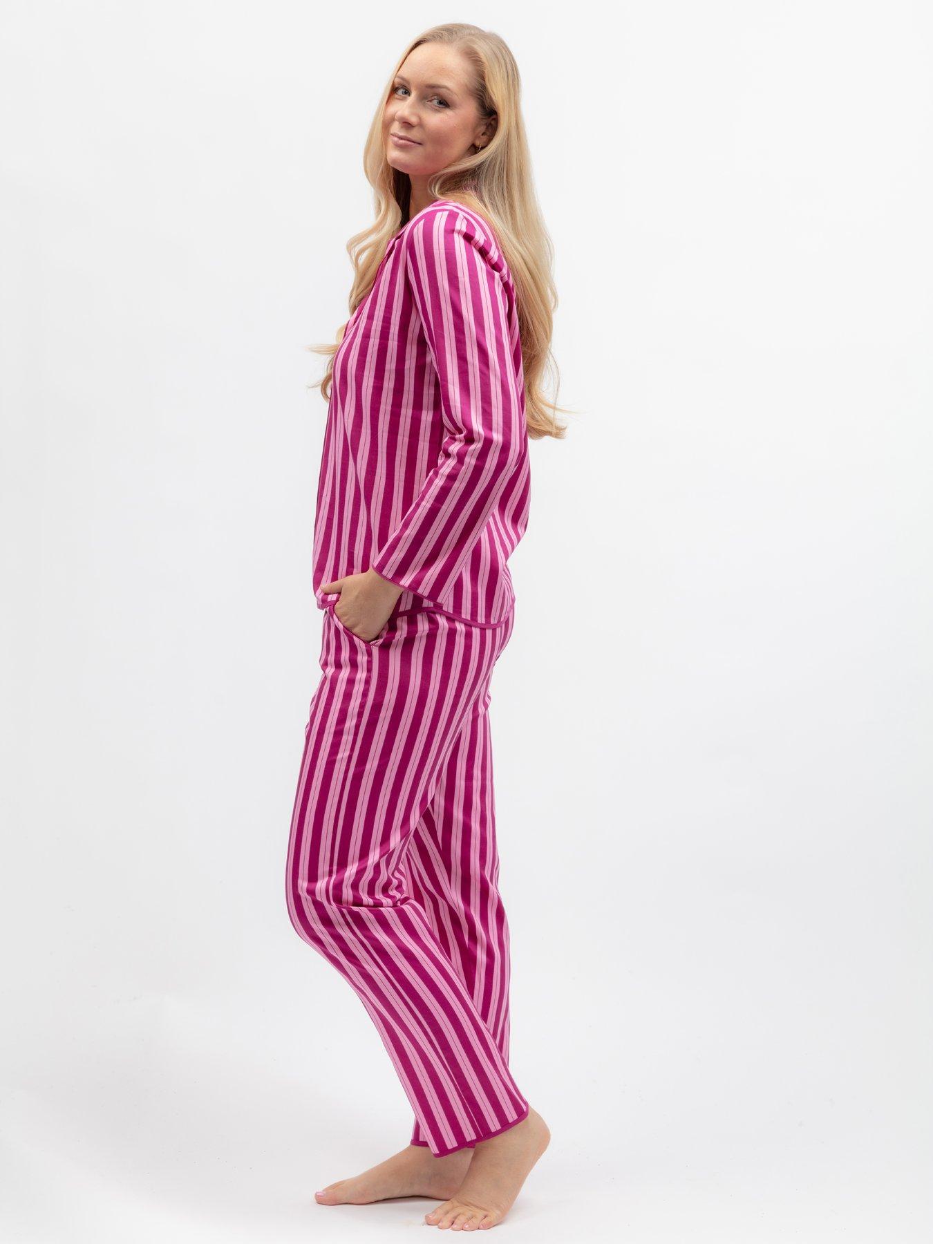 Image 4 of 6 of Cyberjammies Belle Magenta Printed Stripe L/Slv Pyjama Top &amp; Bottoms Set