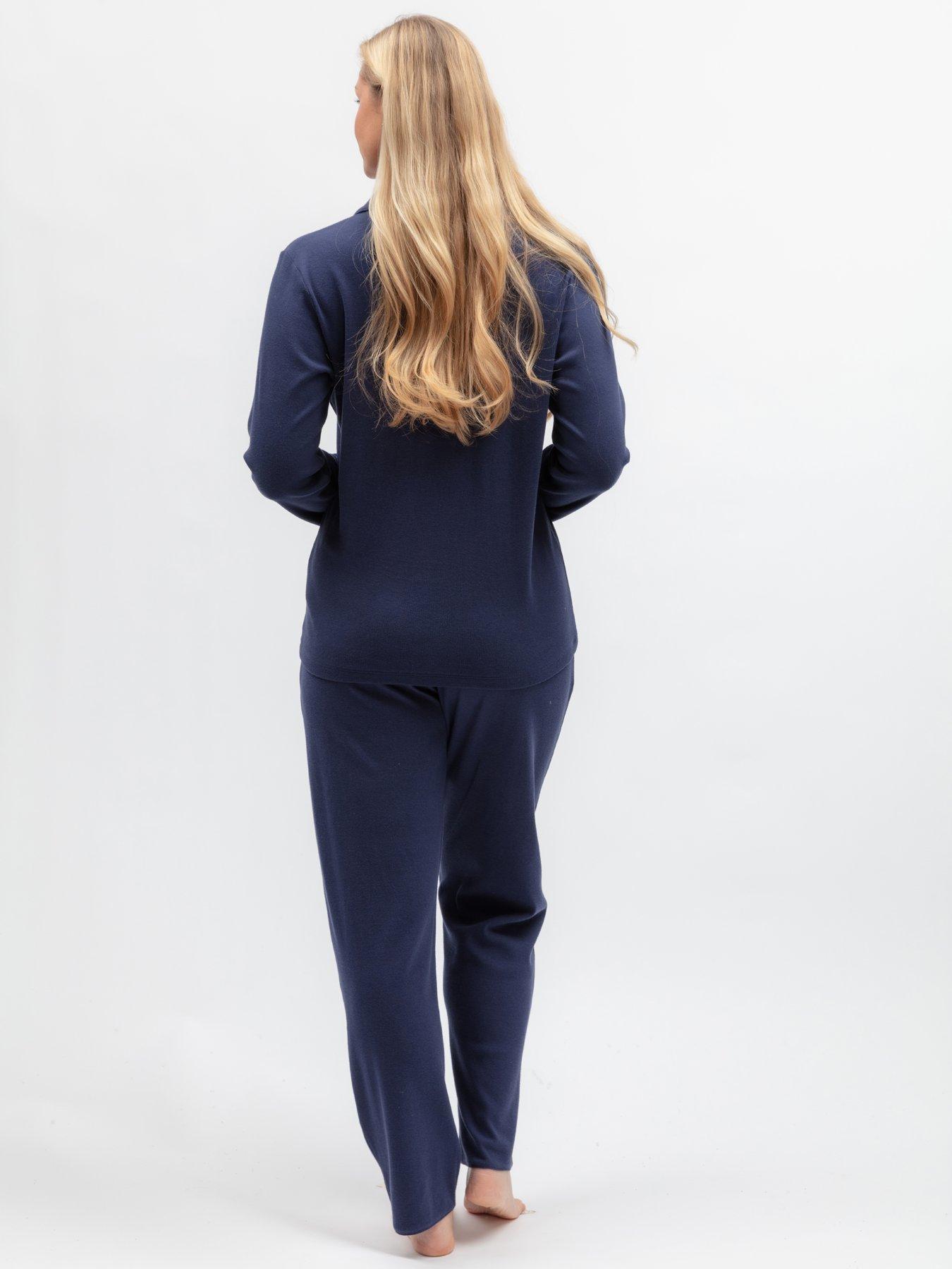 Image 2 of 6 of Cyberjammies Celestial Nights Navy Revere 2X2 Ribbed Jersey L/Slv Pyjama Top &amp; Bottoms Set